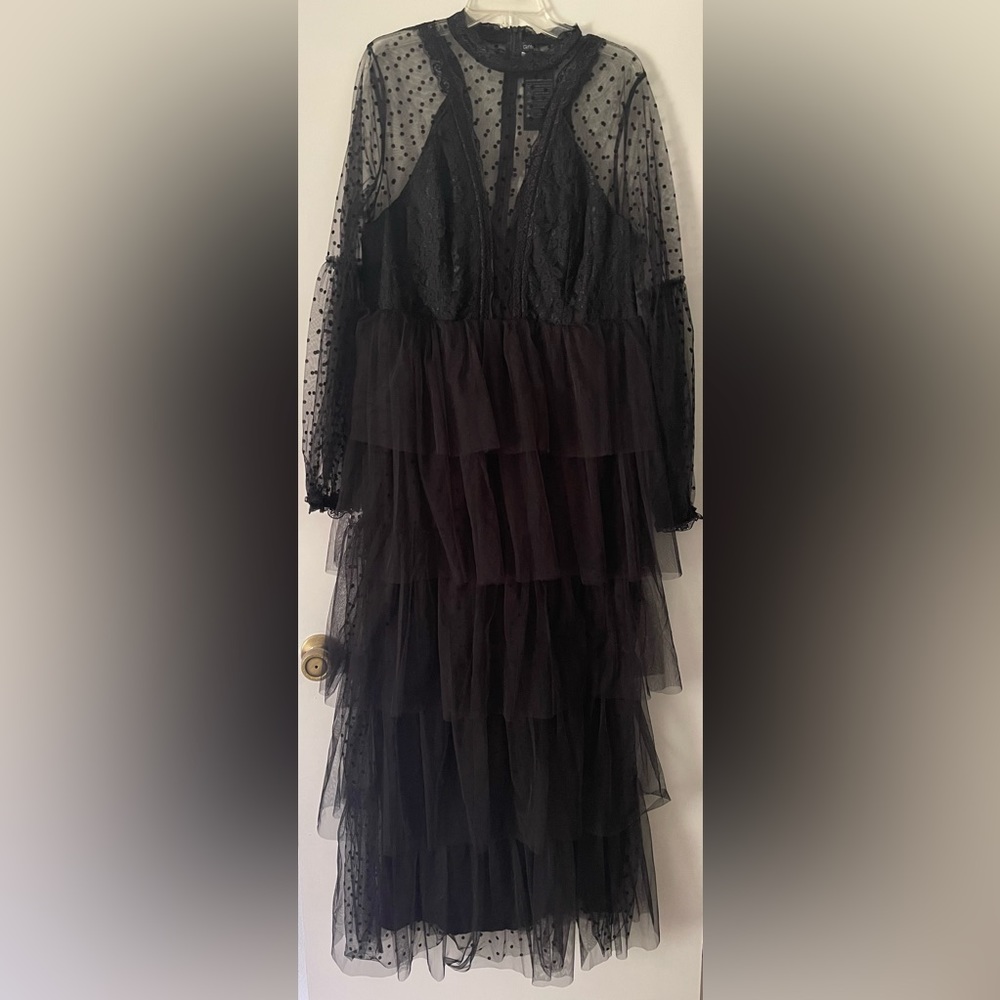 Tulle Layered High Neck Maxi